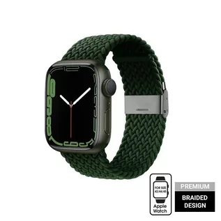 Paski - Crong Wave Band – Pleciony pasek do Apple Watch 42/44/45/49 mm (zielony) - grafika 1