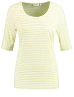 Koszulki i topy damskie - Gerry Weber Damska koszulka z krótkim rękawem EcoVero koszulka z rękawem 1/2 w paski, ecru/biały/żółty pierścionek, 38 - miniaturka - grafika 1