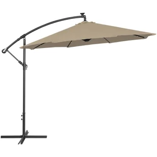 Parasol ogrodowy na wysięgniku okrągły uchylny z oświetleniem LED śr. 300 cm szarobrązowy - Parasole ogrodowe - miniaturka - grafika 6