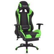 Fotele gamingowe - vidaXL Regulowane krzesło biurowe z podnóżkiem, zielone vidaXL - miniaturka - grafika 1