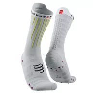 Skarpetki kolarskie - COMPRESSPORT Skarpetki rowerowe AERO SOCKS white/safe yellow/neon pink - miniaturka - grafika 1