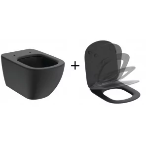 IDEAL STANDARD T0079V3 + T3527V3 Tesi miska WC wisząca z deską wolnoopadającą czarny mat - Miski WC - miniaturka - grafika 1