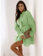 Sukienki - Rozkloszowana sukienka mini z wiskozy DARINA - miętowa - miniaturka - grafika 1