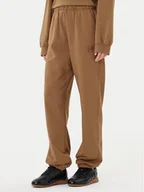 Spodnie sportowe damskie - PINKO Spodnie dresowe Pazzo 105508 A2RB Brązowy Regular Fit - miniaturka - grafika 1