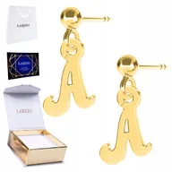 Kolczyki - Złote Kolczyki 925 z Literkami Litera na Sztyfcie Pozłacane 24K Literki A - miniaturka - grafika 1