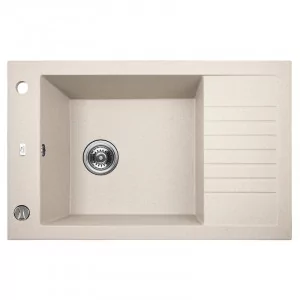 LAVEO SBR 413T Zlewozmywak granitowy 1 komora z półociekaczem Wymiary: 500x780x207 mm Wykończenie: beż - Zlewozmywaki - miniaturka - grafika 1