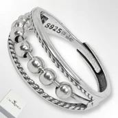 Pierścionki - SREBRO 925 ruchome kulki elegancki pierścionek antystresowy regulowany - miniaturka - grafika 1