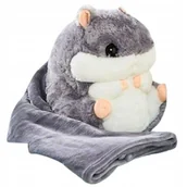 Maskotki i pluszaki - Smukee Koc Maskotka Pluszak 2w1 100x150cm Chomik Szary - miniaturka - grafika 1