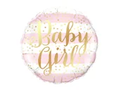 Baby shower i roczek - Balon foliowy Baby Girl w paski - 46 cm - 1 szt. - miniaturka - grafika 1