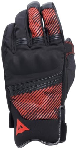 DAINESE - Błyskawica D-Dry® Gloves, zimowe rękawice motocyklowe, ochraniacze na nogi, rękawice z wkładką termiczną, ekran dotykowy, czarny, czerwony, L