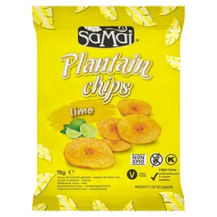 Samai Chipsy z zielonych bananów z limonką 70 g - Kuchnie świata - miniaturka - grafika 1