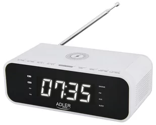 Radiobudzik z ładowarką bezprzewodową Adler AD 1192W Bluetooth AUX - biały - Radiobudziki - miniaturka - grafika 1