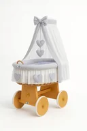 Pościel dla dzieci - Wiklinowy kosz Mojżesza z baldachimem Amelia naturalny szara pościel - miniaturka - grafika 1