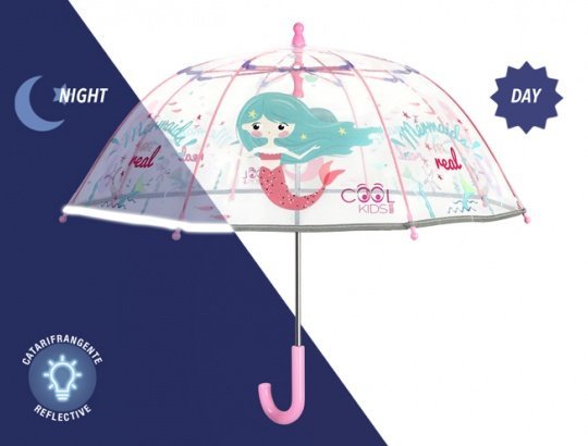 Głęboka parasolka dziecięca z ODBLASKOWĄ lamówką, SYRENKI