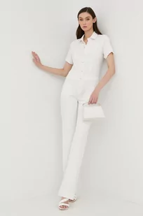 Morgan kombinezon jeansowy kolor biały z kołnierzykiemm - Kombinezony - miniaturka - grafika 1