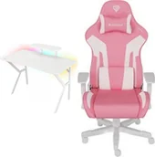 Biurka gamingowe - Biurko Genesis Holm 320 RGB Białe 120 cmx60 cm + Fotel Nitro 710 różowo-biały - miniaturka - grafika 1