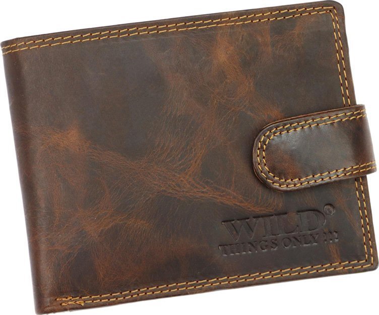 Wild WILD skórzany porfel męski 5602B brąz skóra