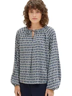 Bluzki damskie - TOM TAILOR Bluzka damska, 33983 - Blue Brown Geometrics Print, 38 - miniaturka - grafika 1