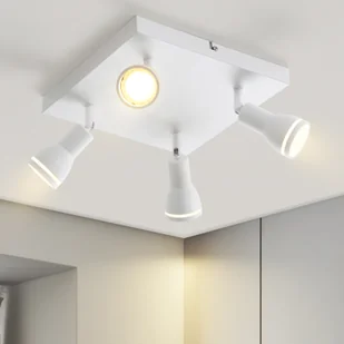 ZMH LED lampa sufitowa biała 4 płomienie reflektor GU10 obrotowy sufit metalowy do salonu biura sypialni, bez żarówek - Lampy sufitowe - miniaturka - grafika 1