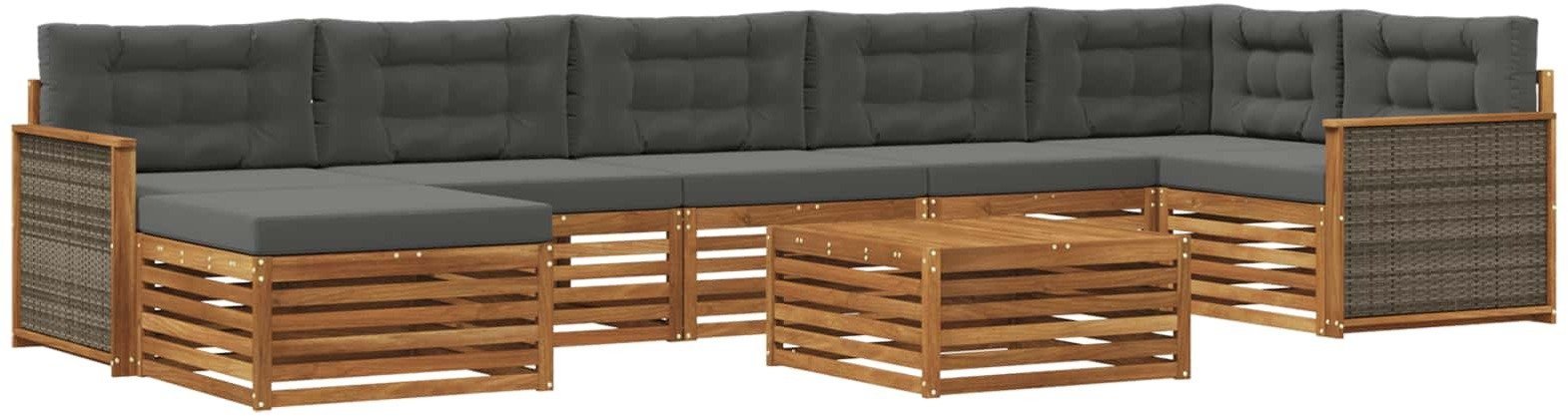 vidaXL Zestaw sof na zewnątrz z poduszką 8 pcs Naturalny i Antracytowy
