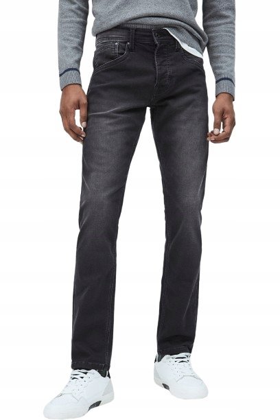 PEPE JEANS CZARNE JEANSY MĘSKIE PROSTE Z PRZETARCIAMI 31/34 XQA