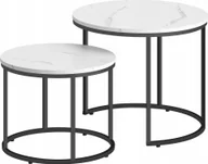Ławy i stoliki kawowe - Leobert Stolik kawowy okrągły 2szt - marmur / nogi czarne - miniaturka - grafika 1