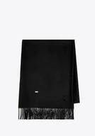 Apaszki i szaliki męskie - Szalik damski z frędzlami jednolity czarny - miniaturka - grafika 1