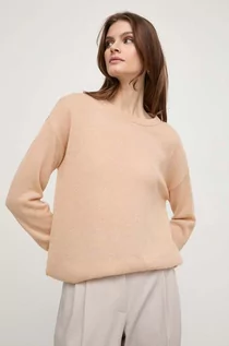Swetry damskie - Patrizia Pepe sweter wełniany damski kolor beżowy lekki - grafika 1