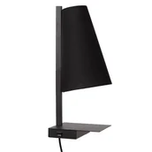Lampy ścienne - Abażurowy kinkiet Gregory 30295/01/30 Lucide możliwość ładowania urządzeń czarny - miniaturka - grafika 1