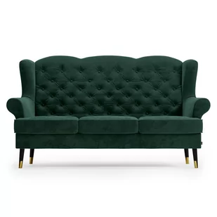 Trzyosobowa sofa z pikowanym oparciem Butelkowa zieleń LEVSI - Sofy i kanapy - miniaturka - grafika 1