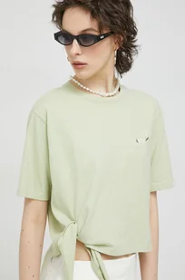 Vans t-shirt bawełniany kolor zielony - Koszulki sportowe damskie - miniaturka - grafika 1