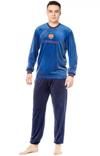 Piżamy męskie - FC Barcelona welurowa piżama męska 232006, Kolor niebieski, Rozmiar M, FC Barcelona - Intymna - grafika 1