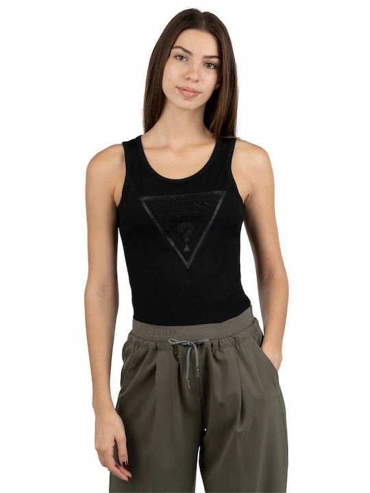 GUESS Top Damski Czarny Bezrękawnik Logo Trójkąt Oryginalny Nowy S/M
