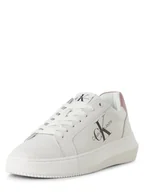 Trampki damskie - Calvin Klein Jeans Damskie tenisówki skórzane Kobiety skóra biały jednolity, 37 - miniaturka - grafika 1