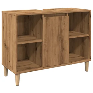 vidaXL Szafka łazienkowa brązowy dąb rzemieślniczy 80x33x60 cm materiał drewnopochodny - Szafki łazienkowe - miniaturka - grafika 1