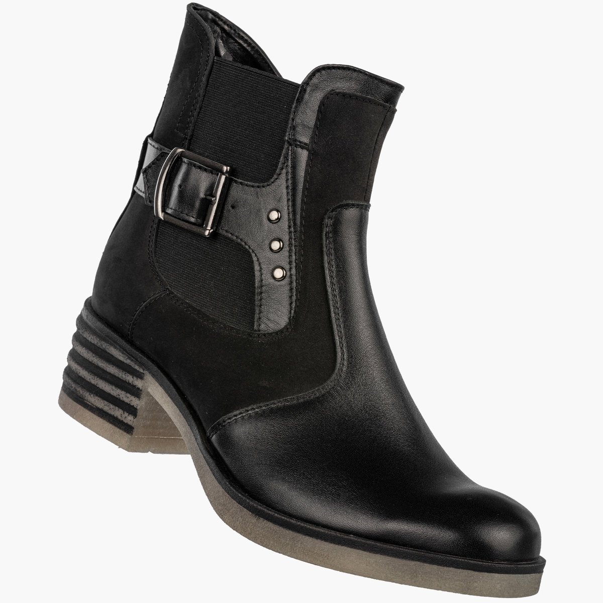 Botki Damskie Skórzane Buty Na Zimę Nubuk Klasyczne Na Obcasie Czarne Korda 1779 Czarny 38