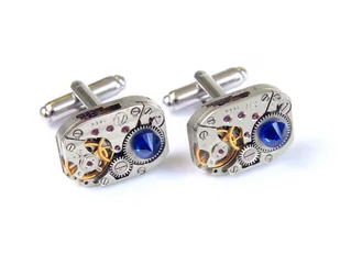 Spinki do mankietów rectangle i deep navy, srebrne - Spinki do mankietów i krawatów - miniaturka - grafika 1