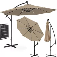 Parasole ogrodowe - Parasol ogrodowy na wysięgniku okrągły uchylny z oświetleniem LED śr. 300 cm szarobrązowy - miniaturka - grafika 1