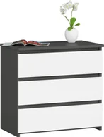 Szafki nocne - Fabryka Mebli Akord Szafka nocna CL3 60 cm 3 szuflady - grafit szary-biała - miniaturka - grafika 1