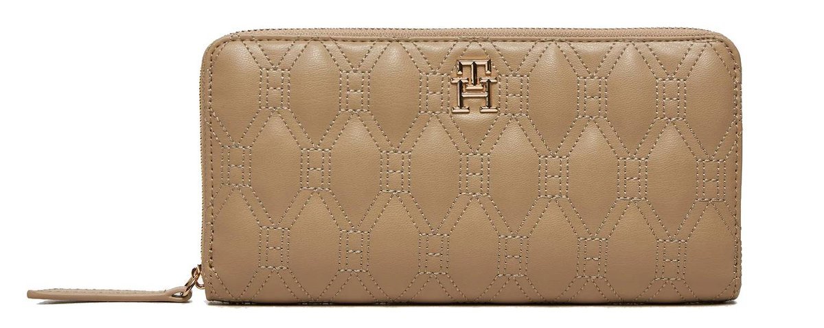 Portfel damski TOMMY HILFIGER mała portmonetka beżowy poziomy