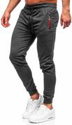 Spodnie sportowe męskie - Grafitowe spodnie męskie joggery dresowe Denley JX5007 - miniaturka - grafika 1