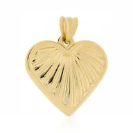 Wisiorki - Złota zawieszka wisiorek serce serduszko zdobione pr. 585 - miniaturka - grafika 1