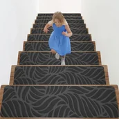 Dywany dla dzieci - Nakładki na schody antypoślizgowe z klejącym spodem, odpowiednie dla dzieci, osób starszych i małych dzieci, ciemnoszare, 10 sztuk, 55*19 cm - miniaturka - grafika 1