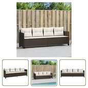 Leżaki ogrodowe - The Living Store Leżanka z poduszkami - brązowa - polirattan - Leżanka - miniaturka - grafika 1