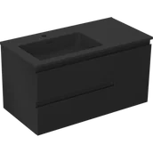 Szafki łazienkowe - Mexen Orio szafka łazienkowa 90 cm z umywalką Otis lewą, 2S, 1D, czarna mat - 91A13-09047-3-BBFFF71-W18L71 - miniaturka - grafika 1