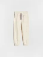 Spodnie i spodenki dla dziewczynek - Reserved - Dzianinowe spodnie - kremowy - miniaturka - grafika 1