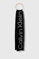Apaszki i szaliki damskie - Calvin Klein szalik z domieszką wełny kolor czarny wzorzysty - miniaturka - grafika 1