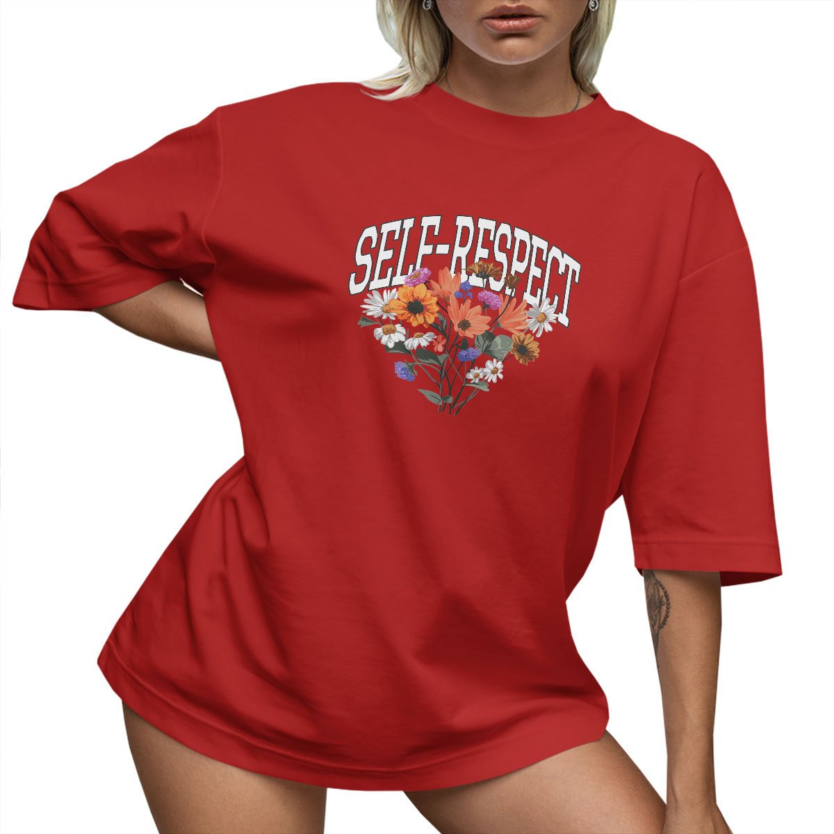 T-Shirt Oversize Luźna Koszulka Kwiaty Basic L Sukienka Jakość