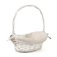 Pozostałe akcesoria do uprawy roślin - Koszyk wiklinowy z wyszyciem 27 x 21 x 8/13/32 cm biały - miniaturka - grafika 1