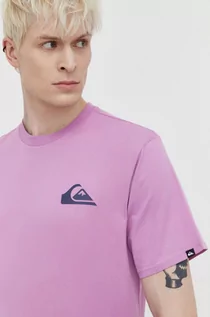 Koszulki męskie - Quiksilver t-shirt bawełniany męski kolor fioletowy z nadrukiem - grafika 1